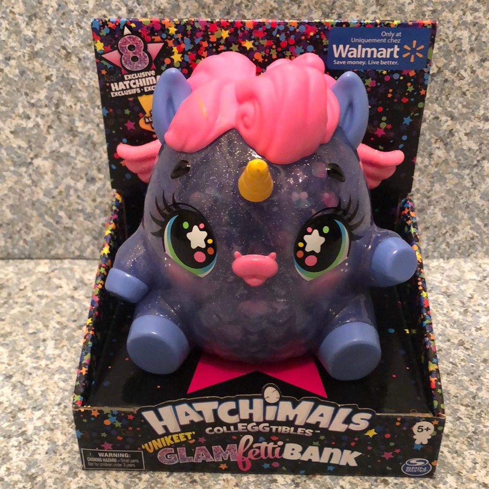 Hatchimals Glamfetti Bank with 8 EXCLUSIVE hatchimals inside!! Great gift!! NEW